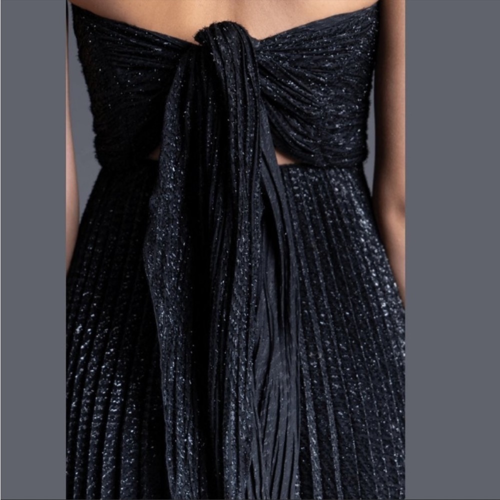 Nwt Maria Lucia Hohan Venus Strapless Metallic Plisse Midi Dress - Size 8 - Picture 3 of 16